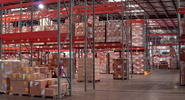 Racking with stored merchandise