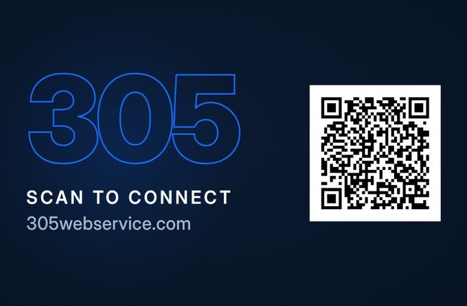 305 Web Service, back of the printed card