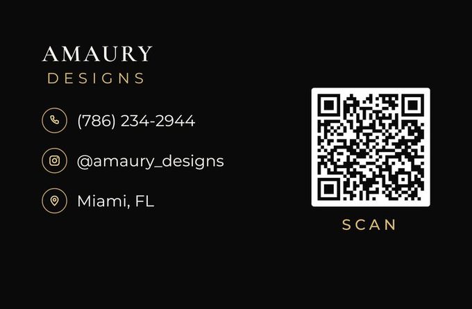Amaury Designs, back of the printed card
