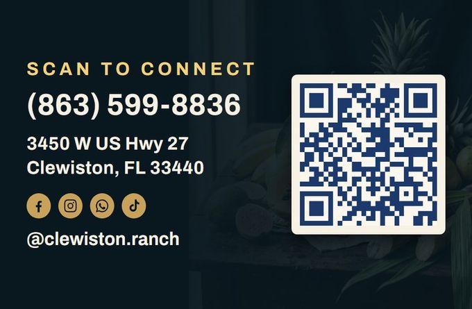 Clewiston Ranch, back of the printed card