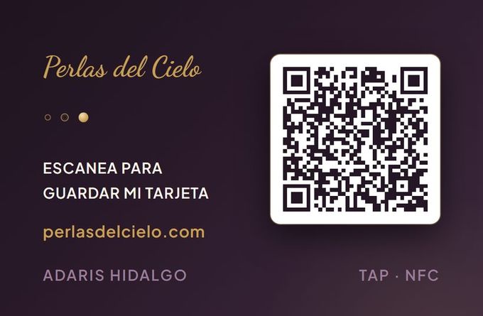 Perlas del Cielo, back of the printed card
